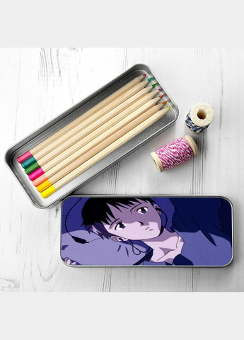 Органайзер для канцелярського приладдя металевий, кейс для дрібниць Аніме Євангіліон #007 7*18 см Silver No Brand (309153203)