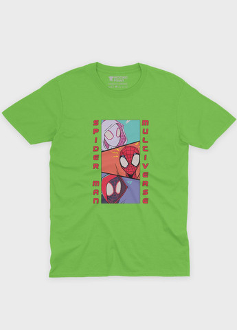 Салатова демісезонна футболка для хлопчика з принтом супергероя - людина-павук (ts001-1-kiw-006-014-047-b) Modno