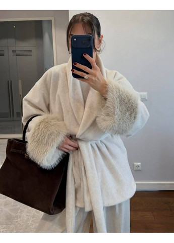 Утепленная оверсайз шуба из эко меха с манжетами песец — ЗАМЕРЫ В ОПИСАНИИ Vione (371394811)