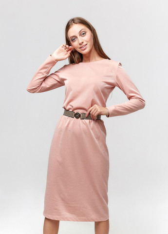 Рожева кежуал сукня міді з тонкого трикотажу з люрексом ORA однотонна