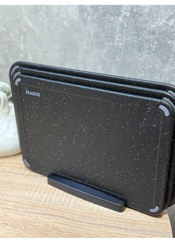 Набір обробних дощок MG-1133 на підставці 4 предмети Чорний Magio (367108920)