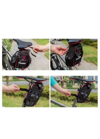 Велосумка сумка бардачок водонепроникна на велосипед з кишенями для пляшок 26*8,8 см (476374-Prob) Чорна з сірим Unbranded (280227032)