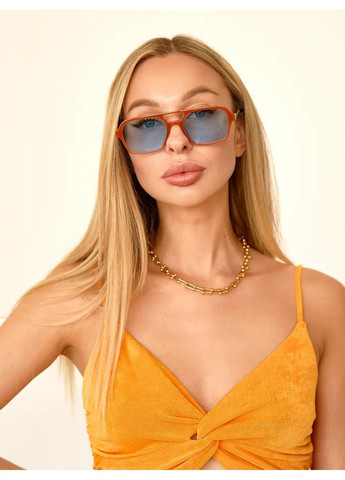 Сонцезахисні окуляри авіатор Celebrity з металевим завушником блакитні з помаранчевим No Brand (325889070)