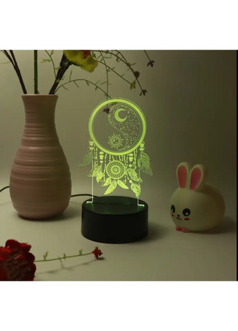 3D ночник "Ловец снов" с RGB LED-подсветкой - акриловая лампа с эффектом гравировки. No Brand (358694008)