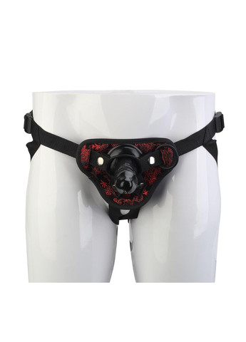 Знімний страпон Blaze Deluxe Strap-On Dildo на чорних трусиках з червоною вишивкою Dream Toys (302496377)