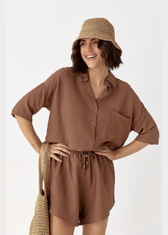 Летний костюм с рубашкой на пуговицах и шортами Lurex (330357685)