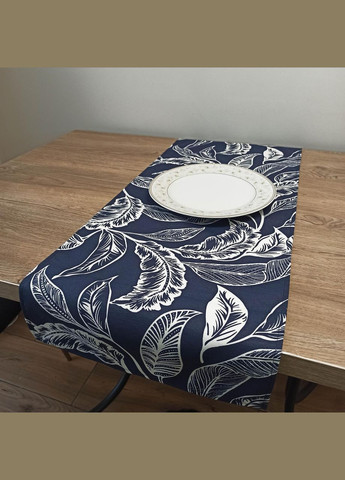 Декоративна доріжка на стіл темносиня водовідштовхувальна Наперон настільний бавовняний з тефлоновим просоченням 37х100 Maystat (305390408)