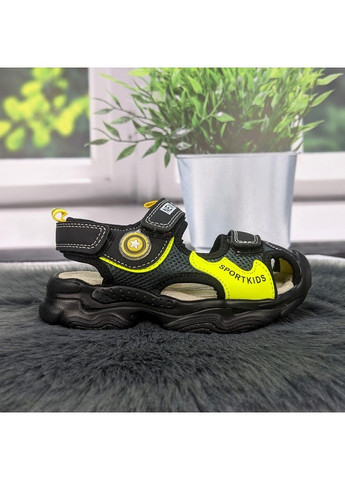 Черные повседневные босоножки детские сандалии для мальчика Kimboo на липучке