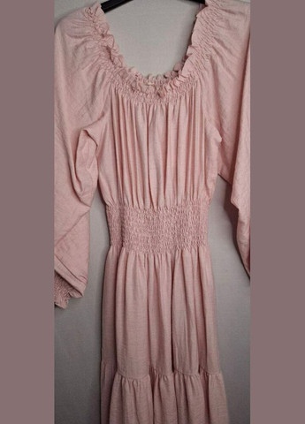 Рожева сукня рожева з резинкою на плечах та талії modna kazka mkks8787-1 KAPTSOVA