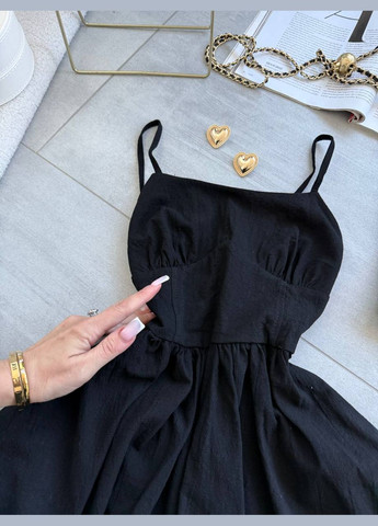 Черное повседневный, пляжное женское платье с открытой спиной Avanti однотонное