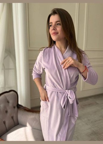 Велюровый халат для женщин с запахом Сиреневый XXL (F3101-3) No Brand (306633169)