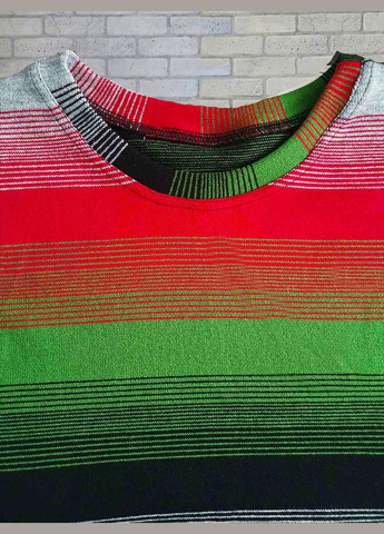 Комбінована сукня жіноча супер батал великого розміру з довгим рукавом, зимовий теплий акрил з поясом, в широку смужку No Brand