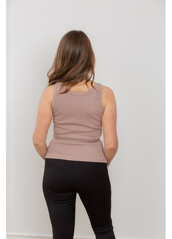 Майка жіноча літній з тканини рібана-рубчик приталена базова 24.2317 42(s)-44(m) темно бежевий AKSAN — 316321757