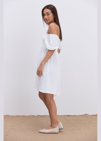 Молочна коротка літня сукня кольору хакі з відкритими плечима Arjen