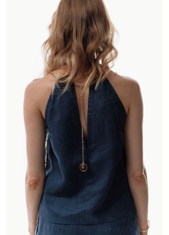 Льняный топ свободного кроя - Синий, XS Juli Briz (361253381)