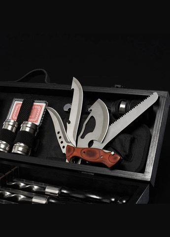 Шашлычный набор-комплект на 6 шампуров подарок мужу "Grills " Черный | 24 предмета Handmade G6 (342745309)