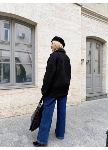 Черное демисезонное Укороченное пальто из мягкого «барашка» на флисе замеры в описании DK/DL Мода без кордонів