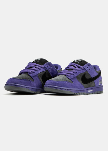 Фиолетовые демисезонные кроссовки мужские и женские nike sb dunk low x supreme purple | найк сб данк фиолетовые No Brand