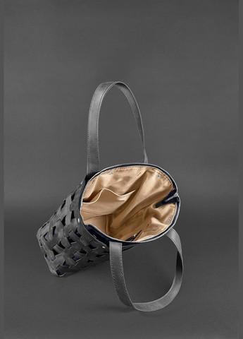 Кожаная женская плетеная сумка Пазл L черная Crazy Horse (A-026666) BlankNote шоппер (327874312)