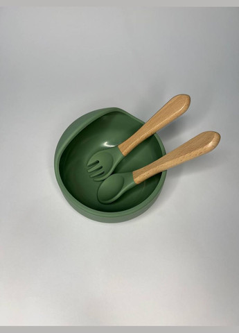 Посуда детская Силиконовая для первого прикорма набор из 6 предметов Хаки (0016) No Brand (311669272)