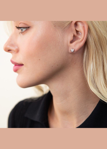 Срібні сережки - пусети Квіточки (фіаніти) 121302 Oniks (264024144)