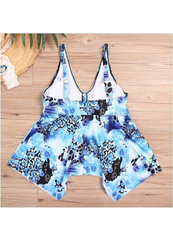 Черный летний купальник-платье больших размеров батал с черными трусиками China