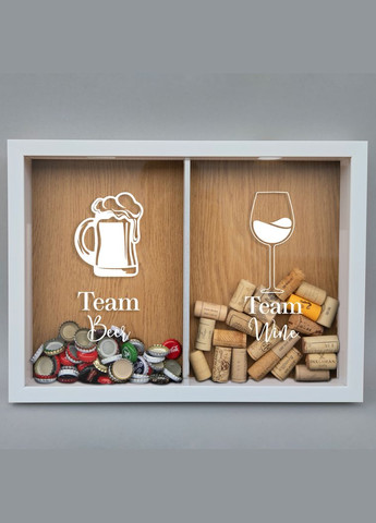 Подвійна рамка копілка "Team Beer - Teem Wine" для корків (BD-DOUBLE-03) white-brown BeriDari (293510133)