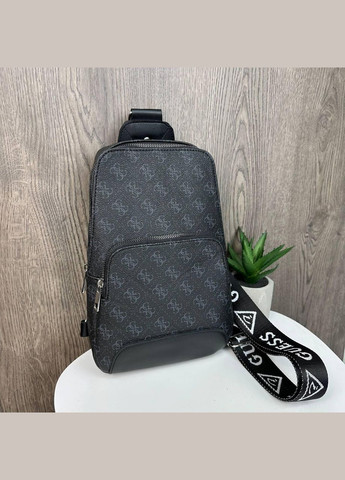 Чоловіча сумка месенджер на грудях екошкіра з плечовим ременем чорна (sku_1671) No Brand (346078161)