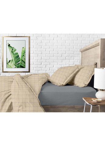 Євро комплект на резинці BEIGE GEOMETRY CS1 Ранфорс 200х220 см Cosas (307369979)