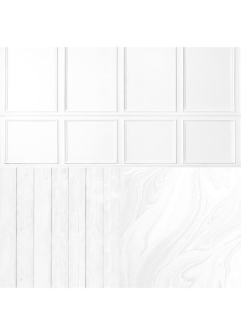 Вініловий фон 3D кутовий, біла класична панельна стіна, підлога біла дошка і мармур, 60×60 см, №58193 PhotoVinyl (354375084)