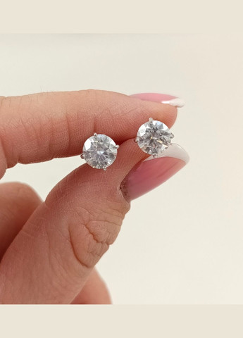 Серебряные серьги-пуссеты с муассанитом 2-2,4 ct 7 мм, Сертификат (Арт.219158753-219158754) Shatlen Сережки (339072261)