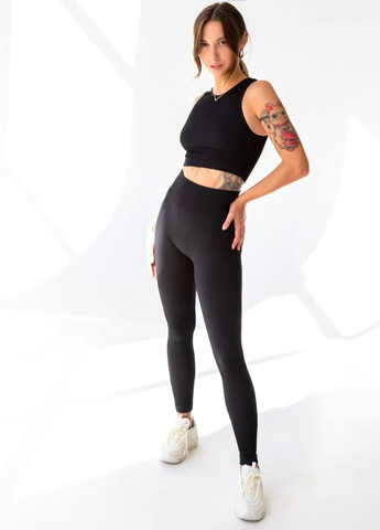 Лосини у рубчик з ефектом push-up чорні (70180) FitFiesta (340960734)