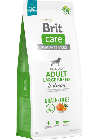 Корм для собак больших пород Dog Grainfree Adult Large Breed беззерновой с лососем 12 кг (8595602558896) Brit Care (279565343)