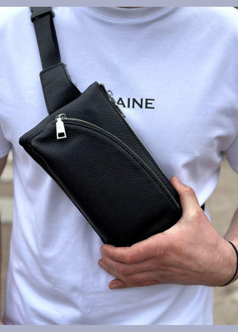 Топ! Поясная сумка-бананка мужская кожаная черная TD-54928 Tiding Bag (359380729)