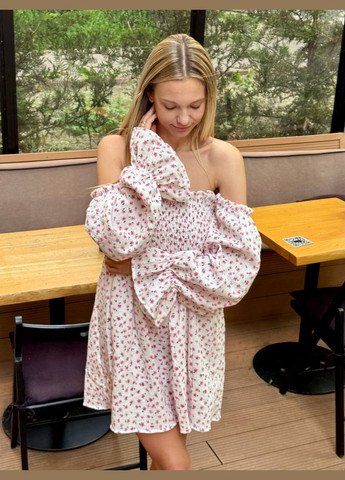 Рожева повсякденний жіноча сукня FINO Mode з квітковим принтом