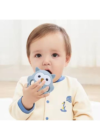 Силиконовый прорезыватель-погремушка Сова оливковый 2 в 1 Cheeks (350315143)