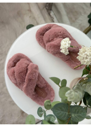 Розовые женские меховые тапочки розовые / женские пушистые тапки розового цвета / женские теплые домашние тапочки розовые No Brand