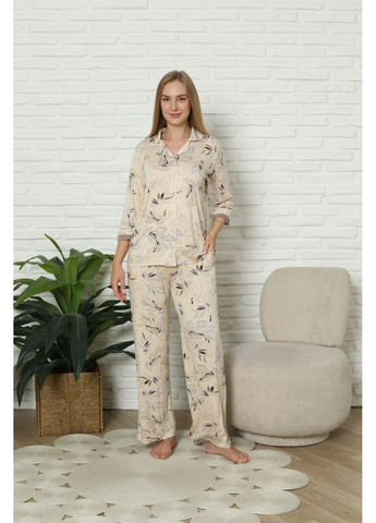 Молочна жіночий віскозний комплект на ґудзиках Nicoletta