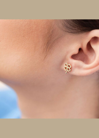 Сережки - пусети Конюшина в жовтому золоті с08277 Oniks (264022384)