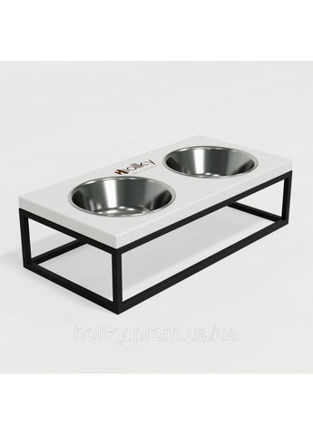 Миски на підставці для середніх собак та великих котів Base M (2 × 0,95 л) BM-422110-BLWH Hollky (365652760)