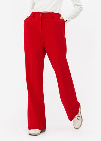 Красные кэжуал демисезонные прямые брюки Garne