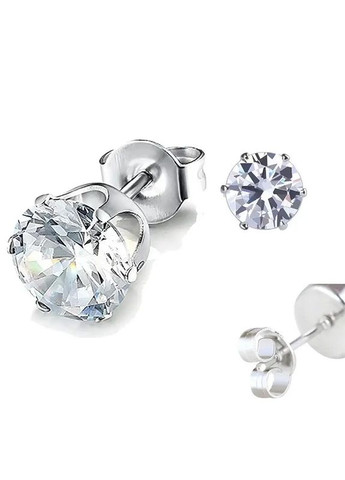 Маленькая серьга-гвоздик в ухо из медицинской нержавеющей стали с прозрачным камнем 1 шт. 6 мм Fashion (304290400)