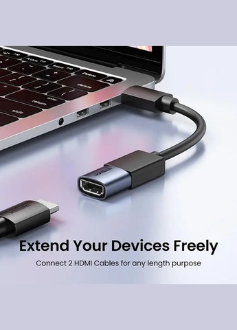 Соединитель HDMI 2.1 HD159 F/F UltraHD 8K@60Hz, 4K@120Hz Grey (90592) Ugreen (322415303)