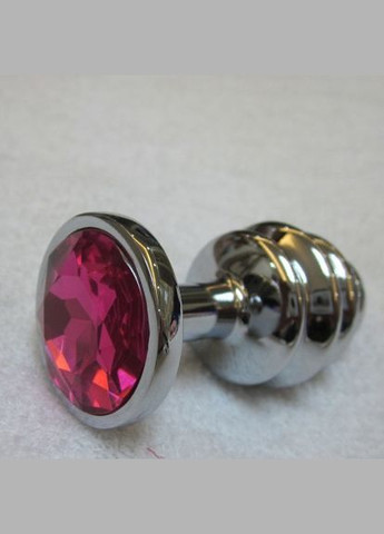 Анальна пробка 3.9 см ялинка спіраль велика з круглим каменем Swarovski Groove L size Focus (303908091)