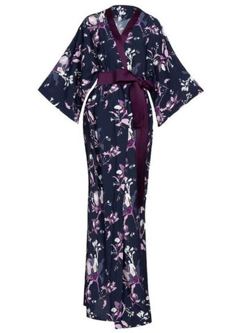 Халат-кимоно длинный на запах в японском стиле Фиолетово-лиловый "Вечерние" Garna (289362501)