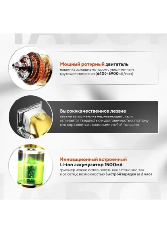 Машинка бездротова для стриження волосся V-652/Теммер для бороди бритва багатофункціональна VGR (391263559)