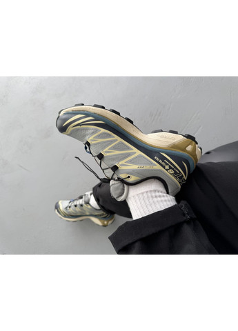 Голубые демисезонные кроссовки мужские salomon xt-6 blue beige gore-tex | саломон хт-6 голубые No Brand