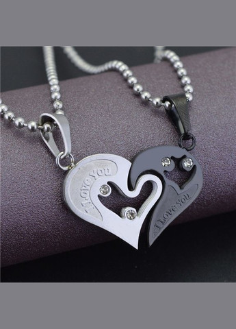 Парні кулони кольє для закоханих у вигляді серця I Love You підвіска для двох на двох ланцюжках No Brand (323652802)