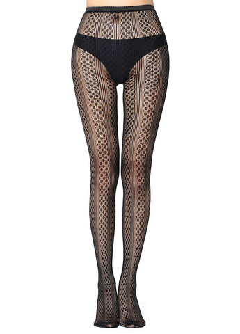 Колготи у сіточку з вертикальними орнаментами No Brand (331603853)