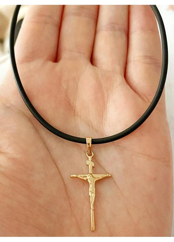 Каучук + Хрестик. Позолота. Каучуковий Шнур, Шнурок No Brand (361029323)